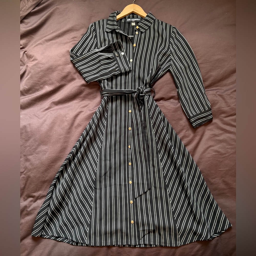 Elegant Black Striped Dress